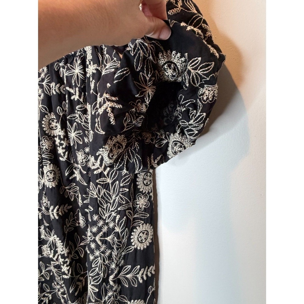 Chepé NWT Black Floral Off Shoulder Dress Italy Boho Romantic Mini Puff Sleeve - Picture 4 of 8
